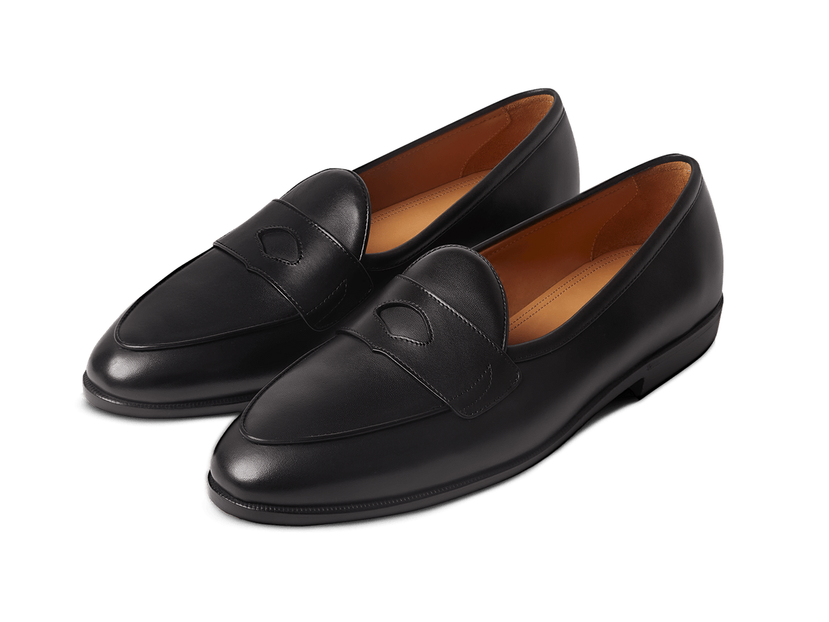 Grand Fleurus Penny Loafers in Black Noble Calf
