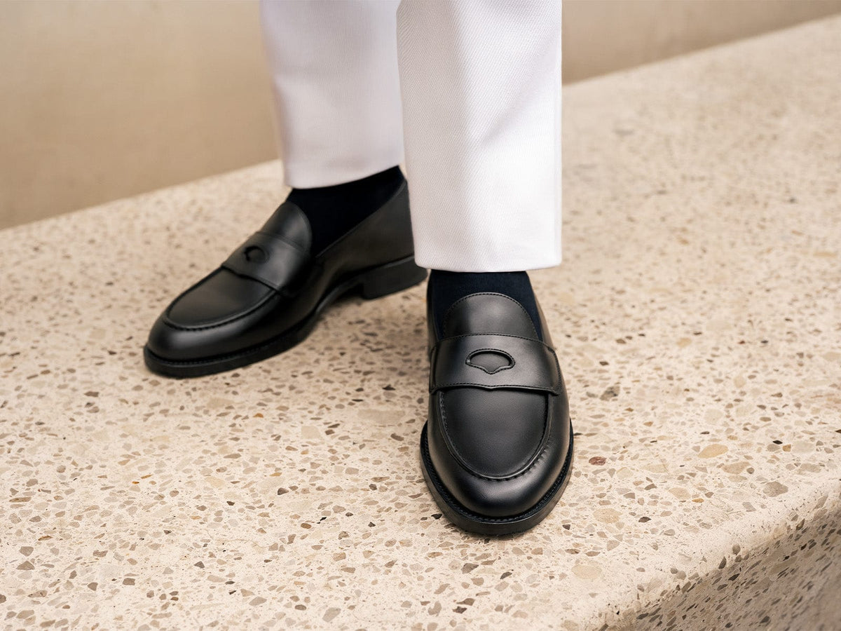 Berkeley Penny Loafers in Black Calf