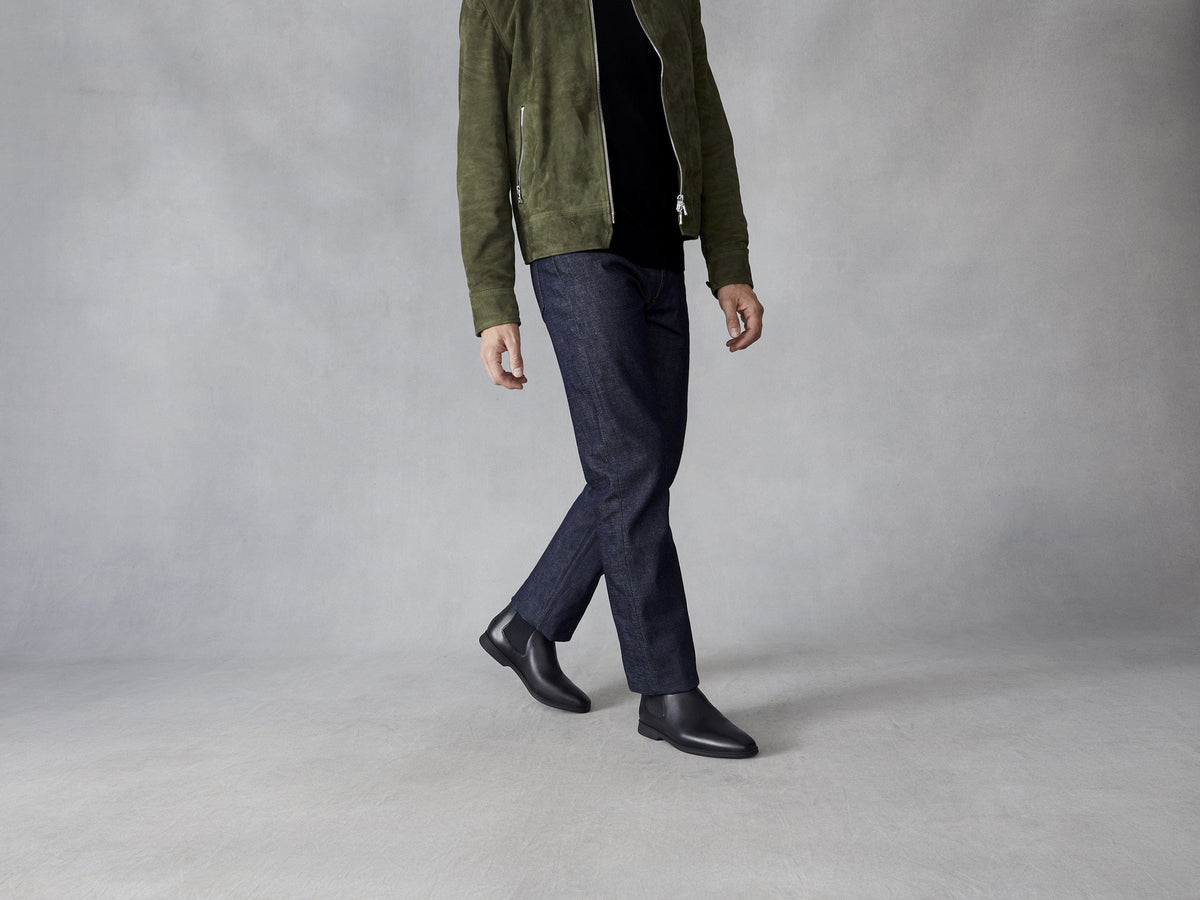 Rover Boots in Black Grain Calf with Shearling Lining