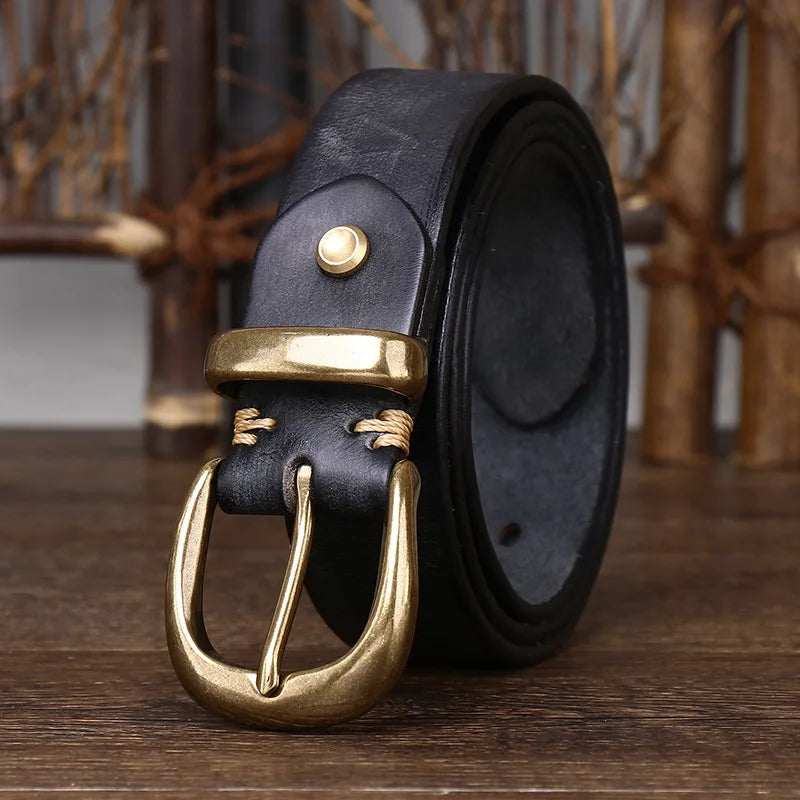 Giovanni Brass Buckle Leather Belt