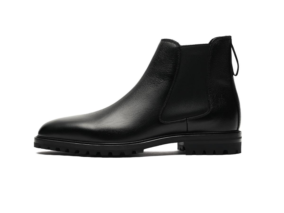Ribot Boots in Black Hatch Grain Calf with Shearling