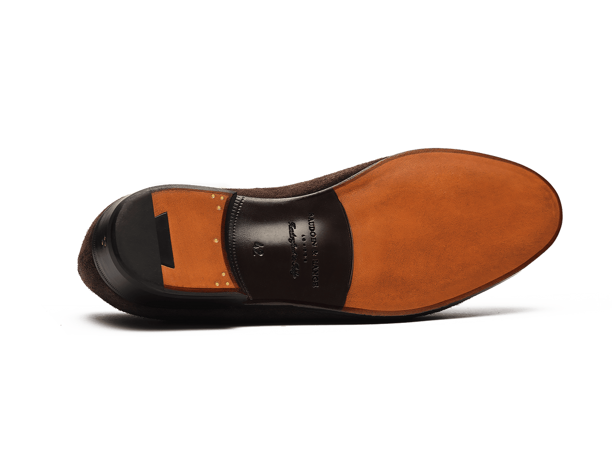 Grand Conti Tassel Loafers in Dark Brown Shield Suede